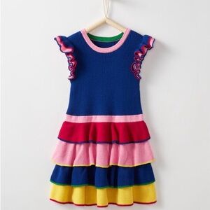 Hanna Andersson Rainbow Ruffle Sweater Dress. Size 8